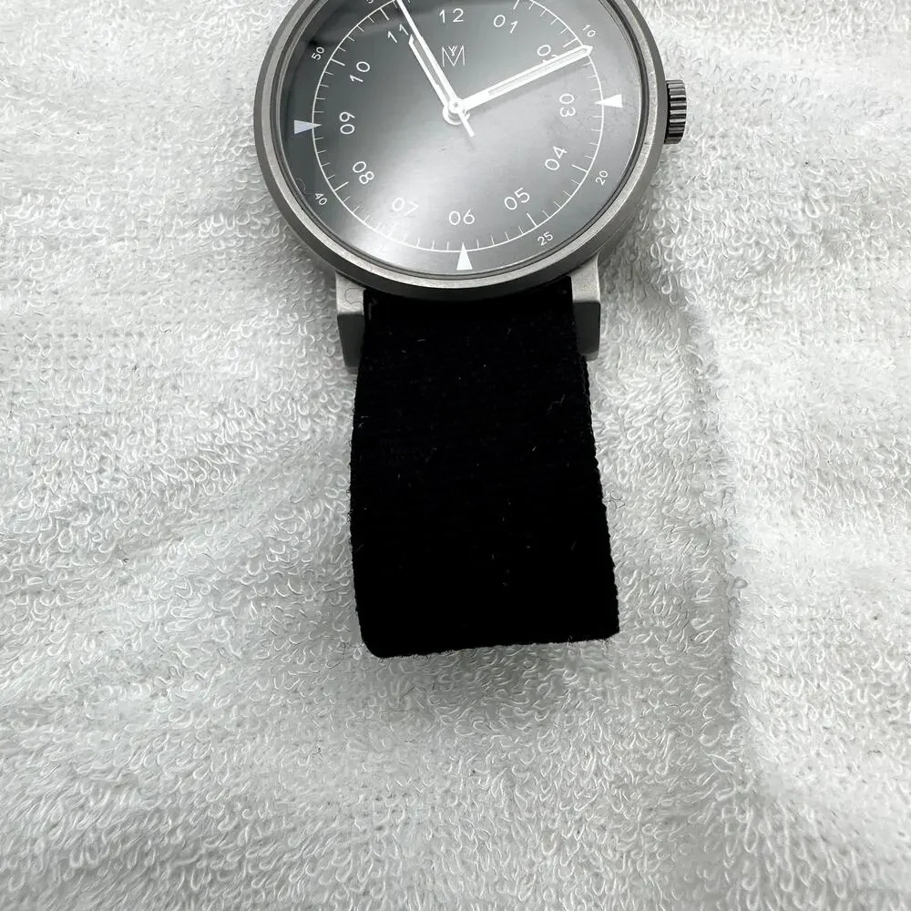 Maven MUS-G Black Dial Silver-Tone Fabric Strap Quartz Watch
